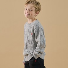BEVERLY HILLS POLO CLUB 比佛利保羅 兒童麻花圓領針織衫