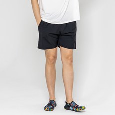 男款衝浪素面抽繩短褲, 黑色的