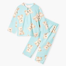 Uni FRIend 童款小熊圖案長袖長褲刷毛睡衣套裝