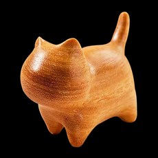 Homeflow 圓滾滾可愛原木貓咪裝飾品 挺立貓, 單一顏色