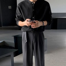 男士DM圓領長袖針織開襟衫