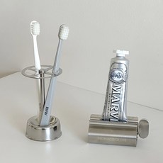 MONACO OLIVE 不鏽鋼浴室收納4孔牙刷架 + 牙膏擠壓器組合, 銀色, 1套