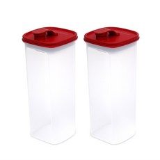 Tupperware 方形彩盒水瓶2p, 紅色（蓋子），透明（容器）, 2L