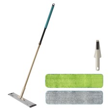 GIBONE 纖薄寬版滑動拖把 + 超細纖維拖布 2片 + 刮刀, 1套