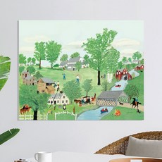 塞尚工作室 Grandma Moses 帆布畫框 Springtime Spring Time 1953 Bright Frame
