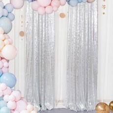 菲托 亮片閃亮派對拉簾 125 x 235 cm, 1個, 銀色