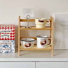 제이라이프 윈디 앤틱 정리 선반, 우드, 2단