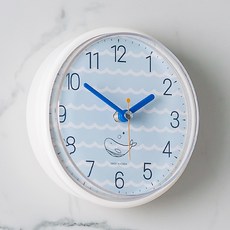 FLaiTO 酷設計浴室吸盤防水時鐘, 海洋鯨魚 白色