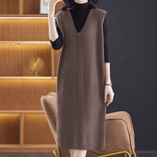 ATTERLIC 寬鬆長版針織無袖連身裙 10950, 棕色