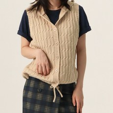 페이퍼먼츠 라리 버튼 꽈배기 니트 후드 조끼 11981