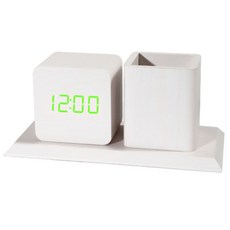 Quardi桌鐘筆筒 白木, 綠光