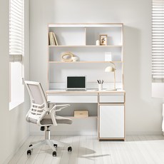 가구의정석 리파 1200 도어형 책상 + 책꽂이 세트 방문설치, 베이지