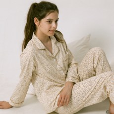 안나앤코 여성용 블루밍잔꽃 긴팔 잠옷 상하의 세트