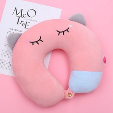 睡覺貓咪U型頸枕 MO704, 粉色