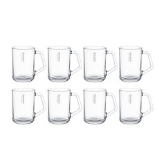 글라스락 내열강화 이지그립 유리 머그컵 350ml, 투명, 8개 투명, 8개
