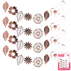 PARTYSHOW 奢華金屬花朵掛旗, 4個, 玫瑰金