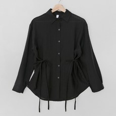 qnigirls 女款透視皺褶2雙邊蝴蝶結襯衫