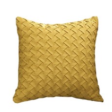 十字針織紋棉質工藝沙發抱枕 含枕芯, 黃色
