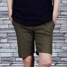 townclo 男士彈力亞麻鬆緊帶短褲