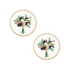 aryko Hom DIY刺繡圖案裝飾組 20cm, 2套, 紫色花束
