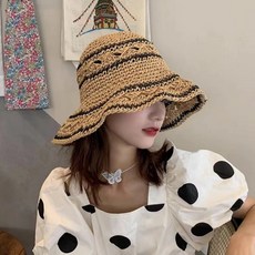 맙소샵 스트라이프 바캉스 밀짚모자 HR292