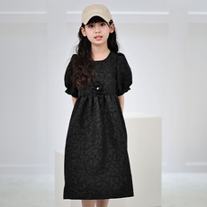 오렌지다몸 여아용 DM 자카드 코사지 원피스