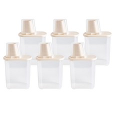 日常生活收納冰箱門方形雜糧盒1L x 6p套裝, 象牙白, 6個