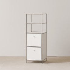 룸앤디 뉴모던 미드센츄리 모듈 서랍 선반 수납장 400 4단 M11 방문설치, 화이트