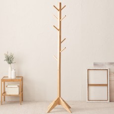 Joeunworld Edith原木立式衣架 方形A, 淺木色