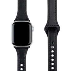 MOHARLAB Apple Watch 兼容纖薄鈕扣皮革錶帶 38 / 40 / 41 / 42mm, 黑色