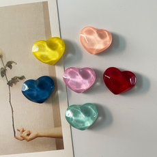 恩熙魔法 可愛多用途冰箱磁鐵 透明愛心6件組, 混合色