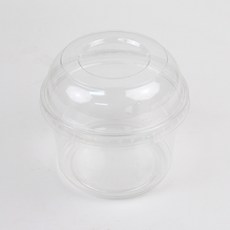 Inp SK 透明圓形熟食盒 盒身 25入 + 圓頂蓋 25入 套組 11.7 x 9.5 x 7.4 cm 500ml, 1套