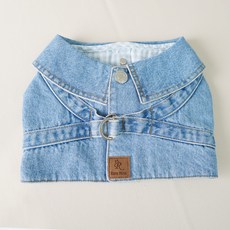 RARE MINX Red Puppy 寵物丹寧項圈胸背帶, 藍色, 1個