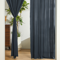 Ecster 現代簡約廚房門窗多用途穿桿式門簾隔斷簾, 炭灰色