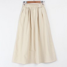 빼빼 여성용 통기성 밴딩 플레어 코튼 롱 스커트