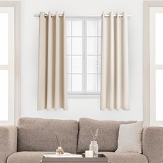 Lifegd100 雞眼環遮光短窗簾 2入, 燕麥色