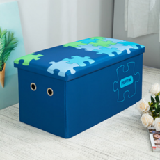 YMJ拼圖圖案收納椅 JS40-0021, 藍色