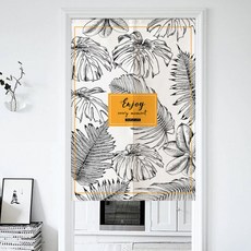 에이홉 블랙 앤 옐로우 열대 파티션 커튼 양문형 + 봉