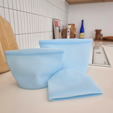 미니모 실리콘 지퍼백 3종 세트 아쿠아블루, 1세트, 500ml + 1000ml + 1500ml