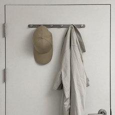 Everyweek 黏貼式霧面304不鏽鋼6掛鉤壁掛衣架, 銀色, 1個