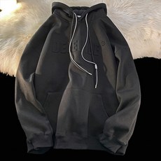 패션플로우 독특한 양각 레터링 포인트 레이어드 끈 후드티