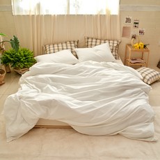 심플럭스 밀크 60수 고밀도 면 호텔 이불커버, 화이트