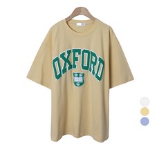 플랜데이 여성용 캐주얼 옥스포드 발포 박스핏 라운드 반팔 면 티셔츠