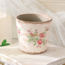 ScentBasket 法式復古古董花盆, 1個, 仿舊玫瑰