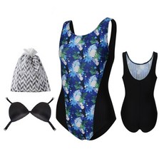 아쿠아티카 여성용 실내 원피스 수영복 + 언더브라 + 비닐백 세트 AQA14