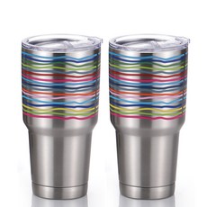 FRench Bull 圖案印花不鏽鋼保溫瓶, 彩色線條, 810ml, 2個