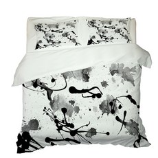 潑墨印花被套+枕套 2入, 混合顏色