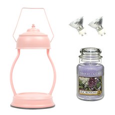 融蠟燈+蠟燭 丁香花款+燈泡 2入組, 粉紅色