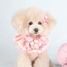 POP PUPPY 棉質圓點花朵狗狗披肩 L, 粉紅色, 1個