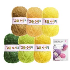 yarna 고급 호빵 수세미 실 고흐 80g x 6p + 도안 C타입 세트, 1세트, 2 해바라기